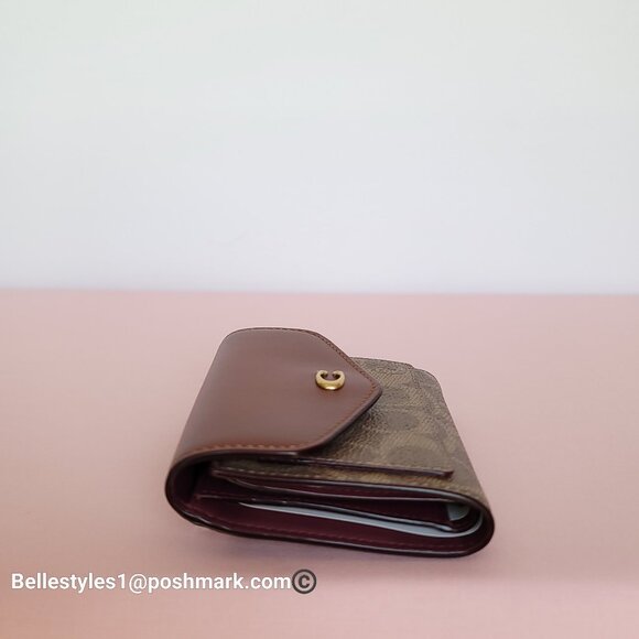 COACH Wyn Small Wallet In Colorblocked Signature Canvas & Leather-Tan Rust - Picture 10 of 16